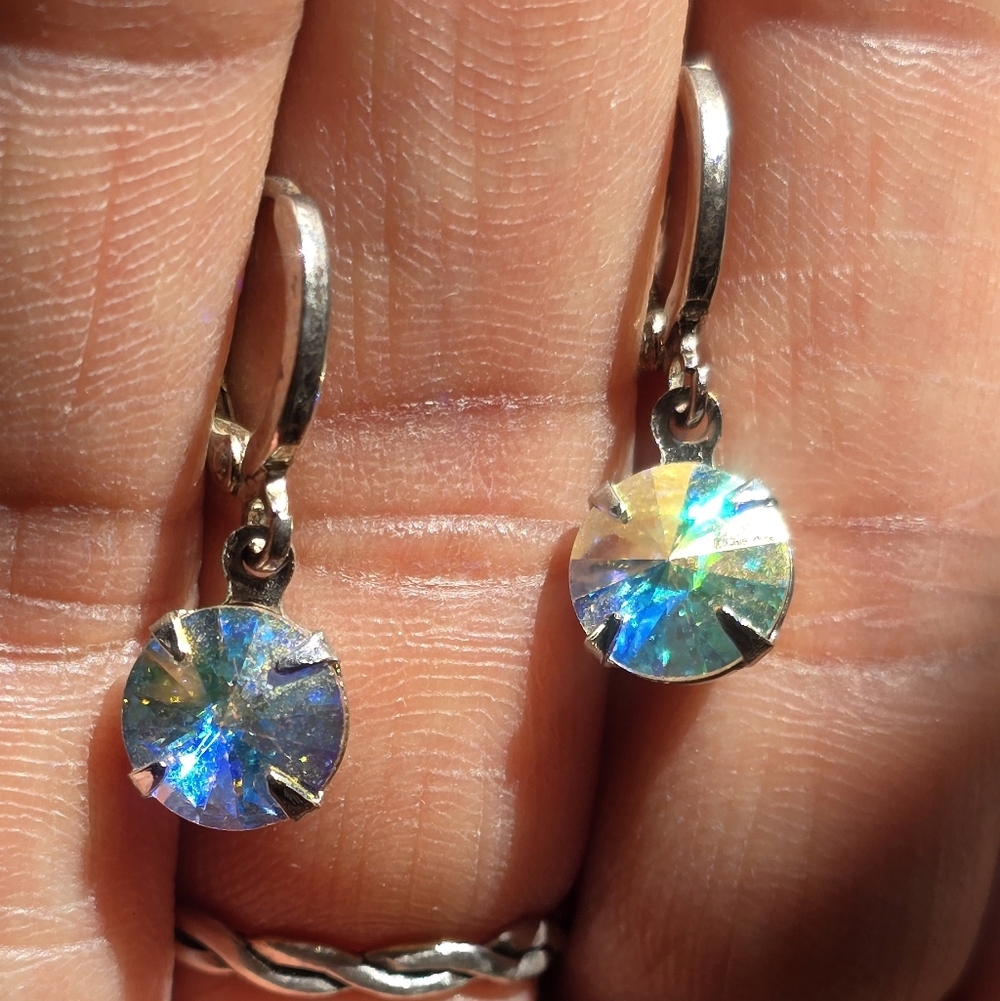 Vintage Swavorski AB Aurora Borealis rivoli-cut 925 sterling silver - Picture 13 of 17